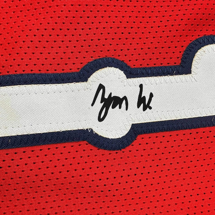 Framed Facsimile Autographed Zion Williamson 35x39 New Orleans Red Reprint Laser Auto Basketball Jersey