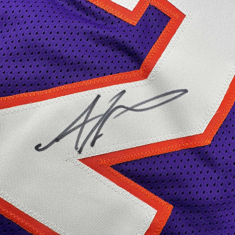 Framed Autographed/Signed Amare Stoudemire 35x39 Phoenix Purple Basketball Jersey Beckett BAS COA