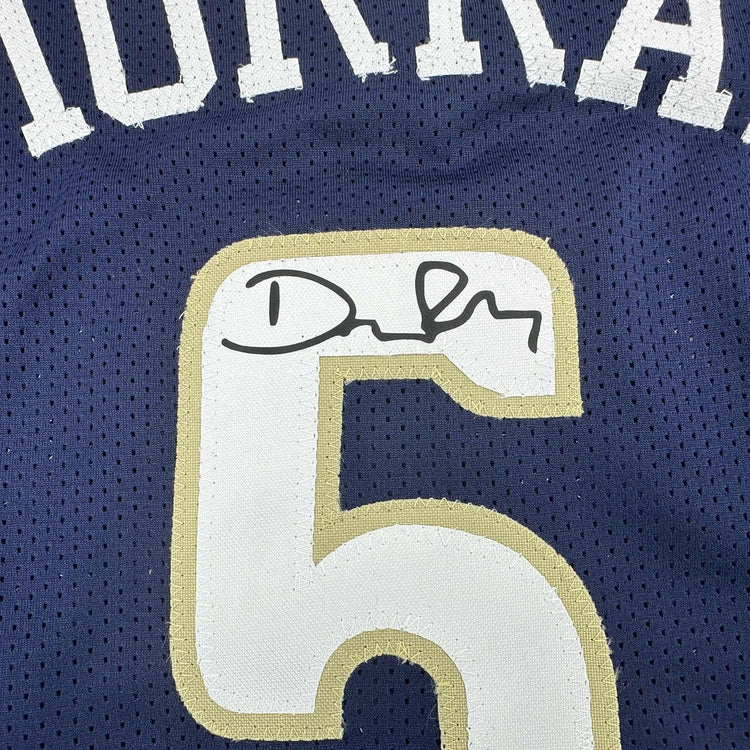 Framed Facsimile Autographed Dejounte Murray 35x39 New Orleans Blue Reprint Laser Auto Basketball Jersey