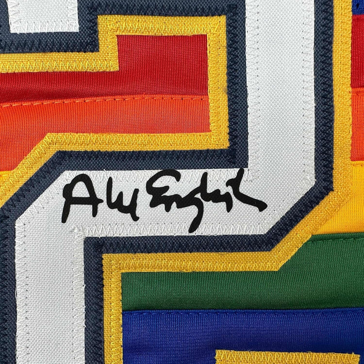 Framed Facsimile Autographed Alex English 35x39 Denver Blue Reprint Laser Auto Basketball Jersey