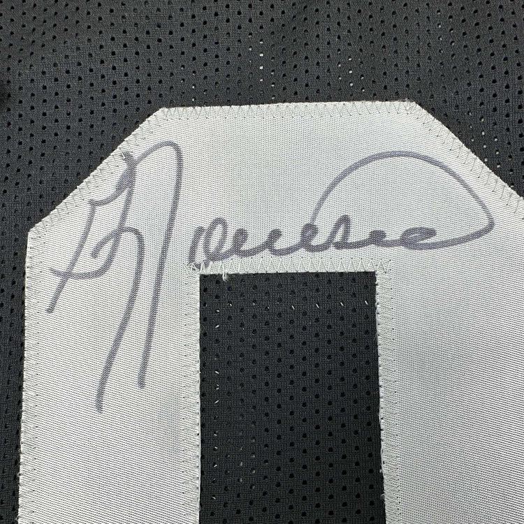 Framed Autographed/Signed Greg Townsend 35x39 Oakland Black Football Jersey JSA COA