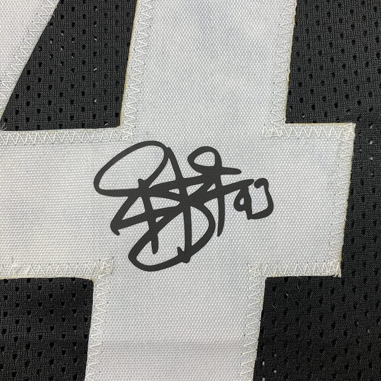 Framed Facsimile Autographed Troy Polamalu 35x39 Pittsburgh Black Reprint Laser Auto Football Jersey