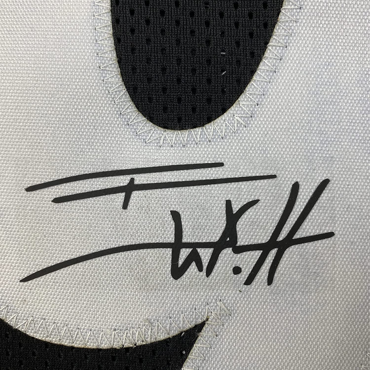 Framed Facsimile Autographed T.J. TJ Watt 35x39 Pittsburgh Black Reprint Laser Auto Football Jersey Size Men's XL
