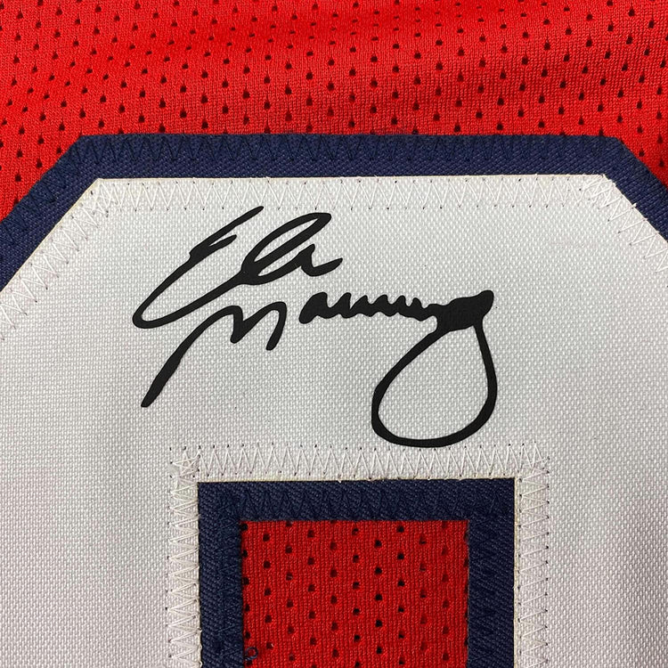 Framed Facsimile Autographed Eli Manning 35x39 Ole Miss Red Reprint Laser Auto College Football Jersey
