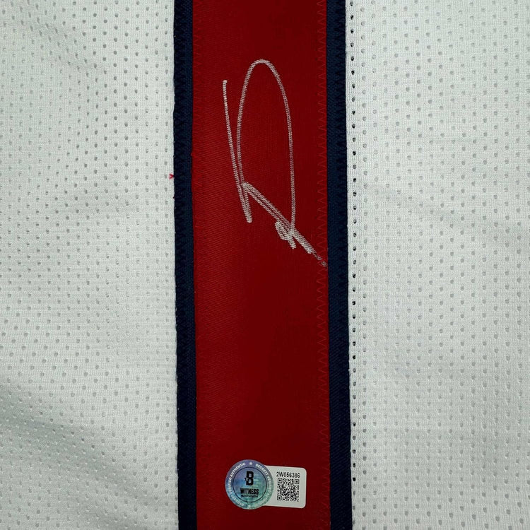 Framed Autographed/Signed Stefon Diggs 35x39 Houston White Football Jersey Beckett BAS COA