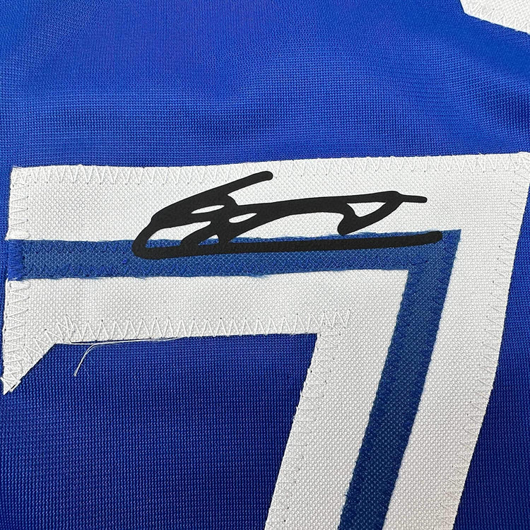 Framed Facsimile Autographed Vladimir Vlad Guerrero Jr. 35x39 Toronto Blue Reprint Laser Auto Baseball Jersey
