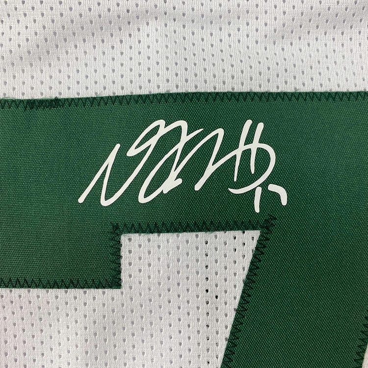 Framed Facsimile Autographed Davante Adams 35x39 Green Bay White Reprint Laser Auto Football Jersey Size Men's XL