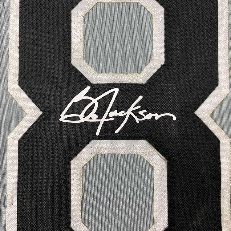 Framed Facsimile Autographed Bo Jackson 35x39 Chicago Grey Reprint Laser Auto Baseball Jersey