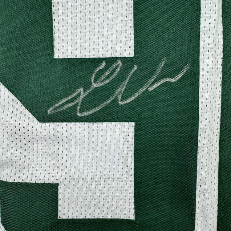 Framed Autographed/Signed Lukas Van Ness 35x39 Green Bay White Football Jersey Beckett BAS COA