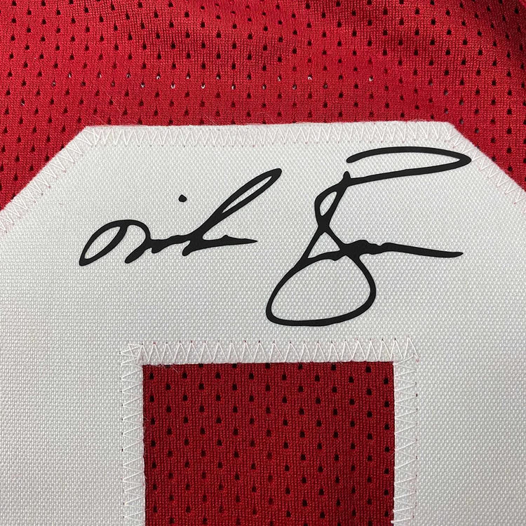 Framed Facsimile Autographed Mike Rozier 35x39 Nebraska Red Reprint Laser Auto College Football Jersey