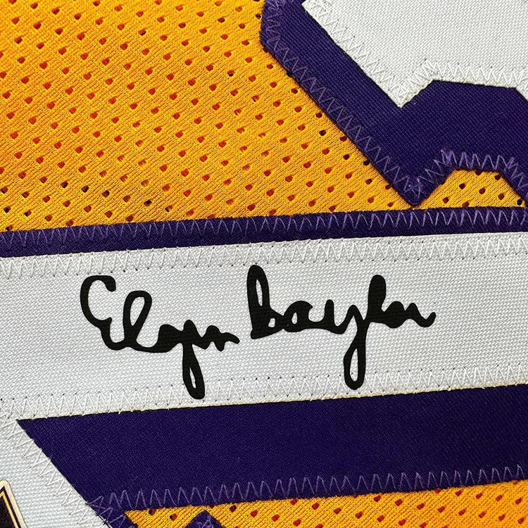 Framed Facsimile Autographed Elgin Baylor 35x39 Los Angeles LA Yellow Reprint Laser Auto Basketball Jersey