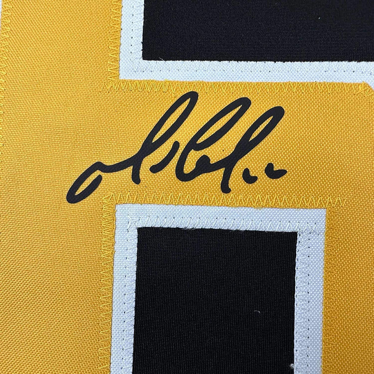 Framed Facsimile Autographed Mario Lemieux 35x39 Pittsburgh Black Reprint Laser Auto Hockey Jersey