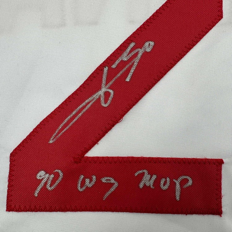 Framed Autographed/Signed Jose Rijo 35x39 90 WS MVP Cincinnati White Baseball Jersey Beckett BAS COA