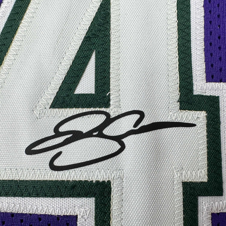 Framed Facsimile Autographed Ray Allen 35x39 Milwaukee Purple Reprint Laser Auto Basketball Jersey