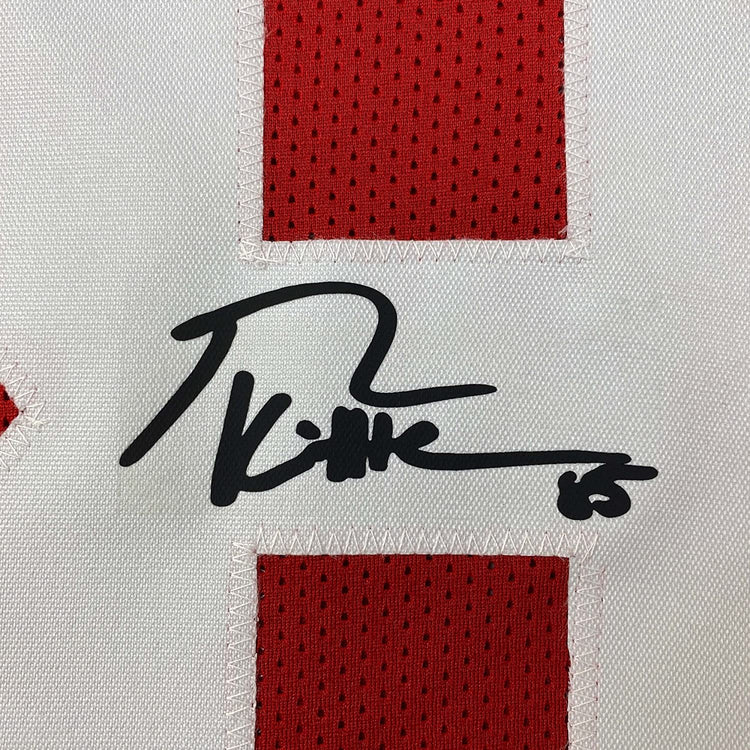 Framed Facsimile Autographed George Kittle 35x39 San Francisco Red Reprint Laser Auto Football Jersey Size Men's XL