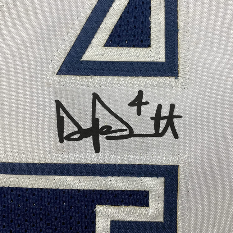 Framed Facsimile Autographed Dak Prescott 35x39 Dallas Blue Reprint Laser Auto Football Jersey Size Men's XL