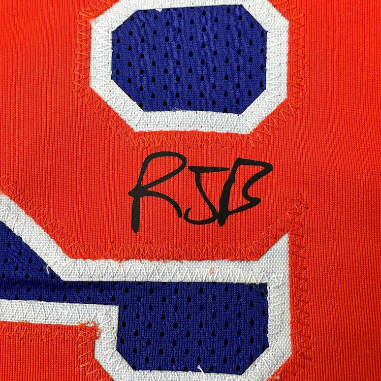 Framed Facsimile Autographed RJ R.J. Barrett 35x39 New York Blue Reprint Laser Auto Basketball Jersey