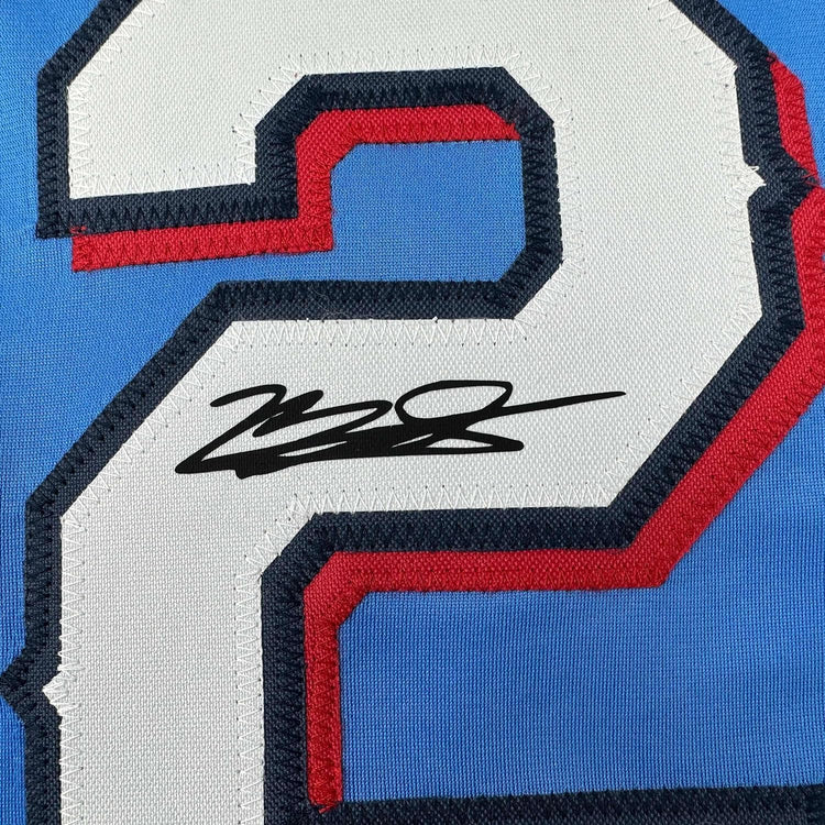 Framed Facsimile Autographed Marcus Semien 35x39 Texas Light Blue City Connect Reprint Laser Auto Baseball Jersey