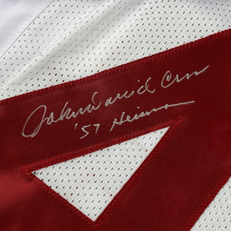 Framed Autographed/Signed John David Crow 35x39 57 Heisman Texas A&M White College Football Jersey JSA COA