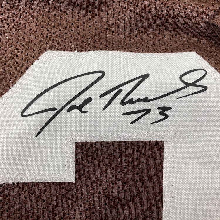 Framed Facsimile Autographed Joe Thomas 35x39 Cleveland Brown Reprint Laser Auto Football Jersey