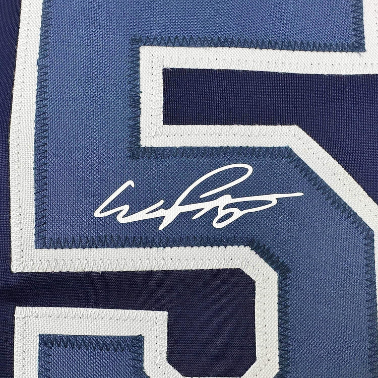 Framed Facsimile Autographed Wander Franco 35x39 Tampa Bay Navy Blue Reprint Laser Auto Baseball Jersey