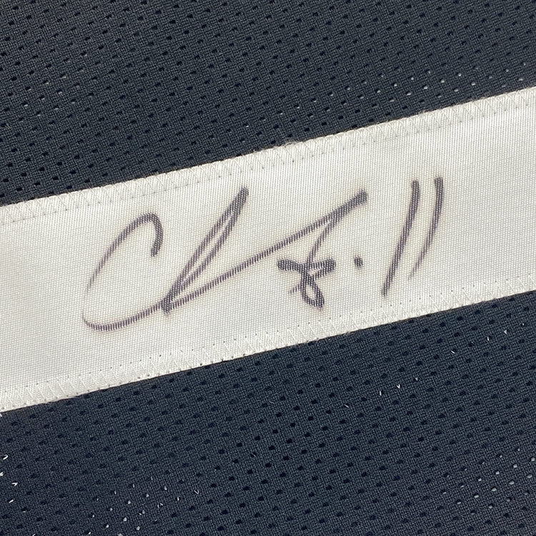 Framed Autographed/Signed Chase Claypool 35x39 Pittsburgh Black Football Jersey Beckett BAS COA