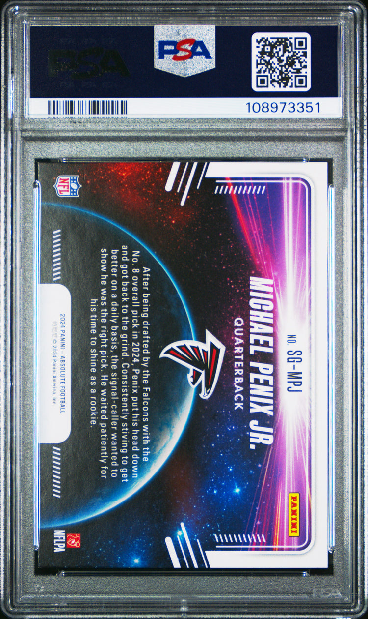 Graded 2024 Panini Absolute Michael Penix Jr #SGMPJ Star Gazing Rookie RC Football Card PSA 9 Mint