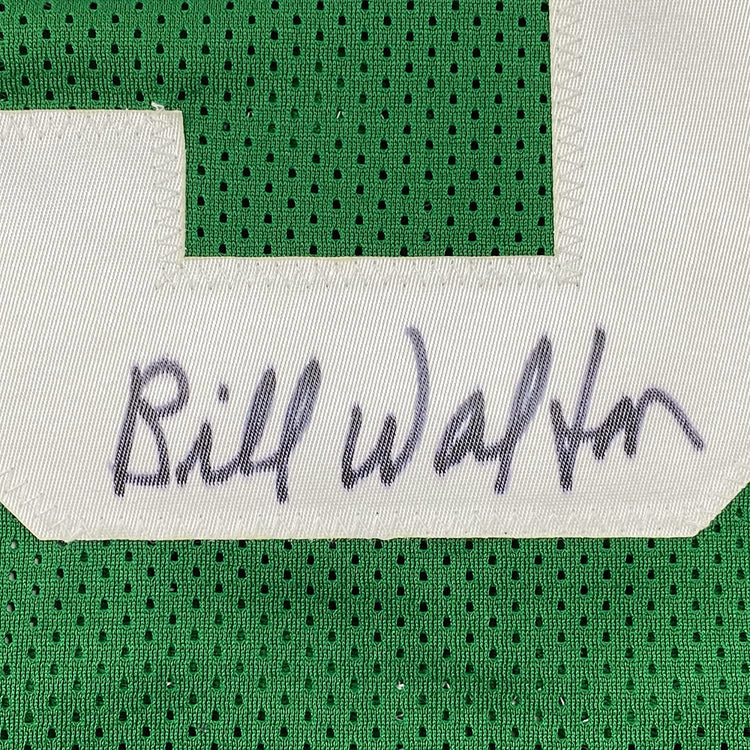 Framed Autographed/Signed Bill Walton 35x39 Boston Green Basketball Jersey JSA COA