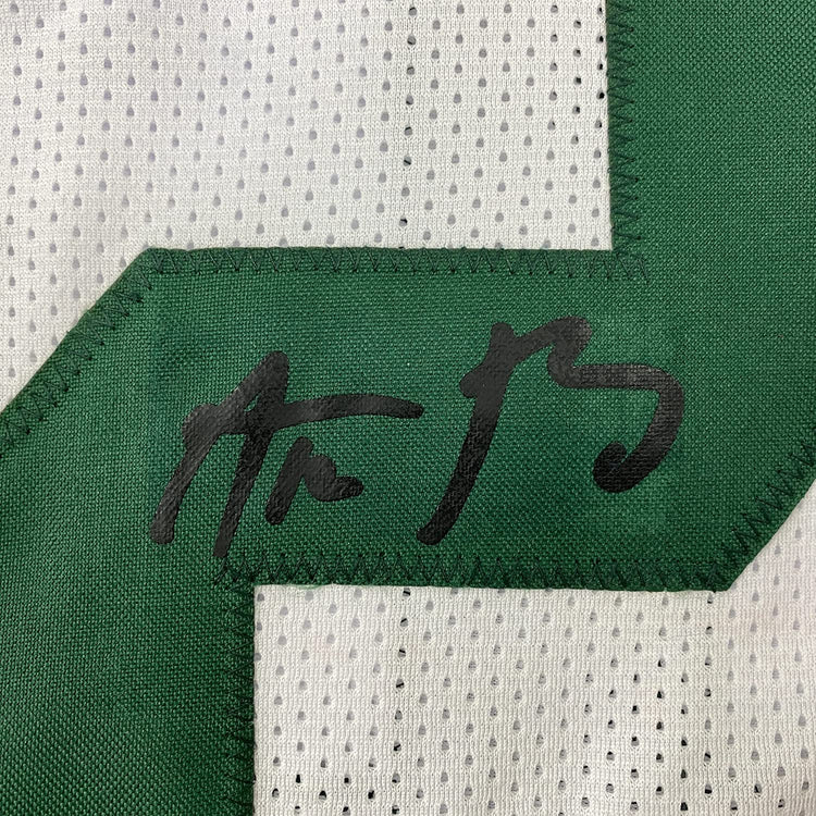Framed Facsimile Autographed Aaron Rodgers 35x39 Green Bay White Reprint Laser Auto Football Jersey Size Men's XL