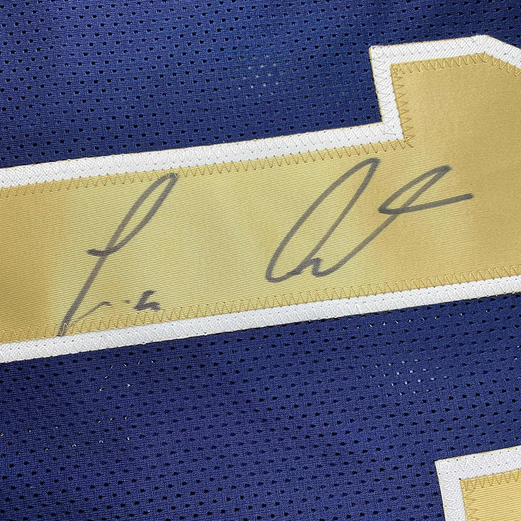 Framed Autographed/Signed Tavon Austin 35x39 St. Louis Blue Football Jersey JSA COA