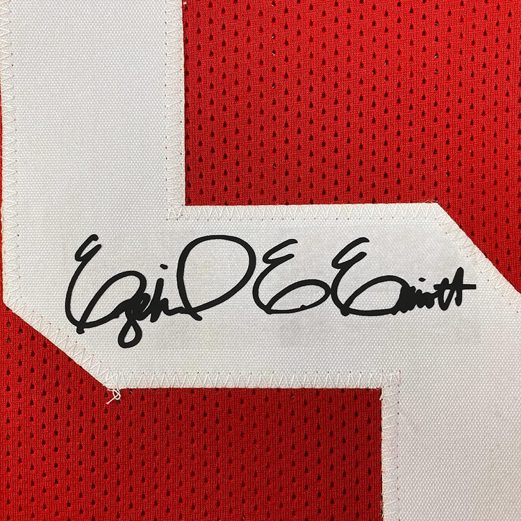 Framed Facsimile Autographed Ezekiel Elliott 35x39 Ohio State Red Reprint Laser Auto College Football Jersey Size Men's XL