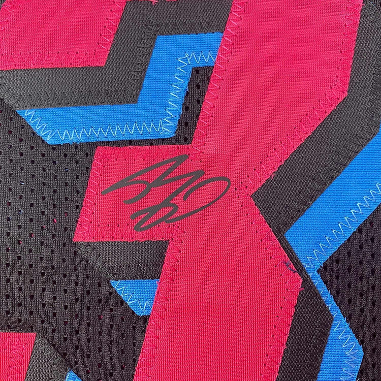 Framed Facsimile Autographed Shaquille Shaq O'Neal 35x39 Miami Black Vice City Reprint Laser Auto Basketball Jersey