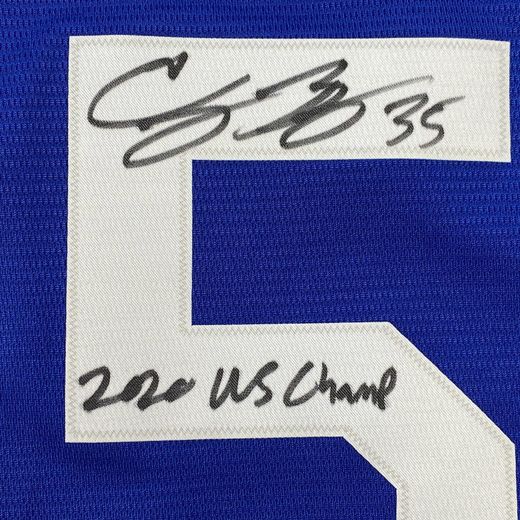 Framed Autographed/Signed Cody Bellinger 35x39 2020 WS Champ Los Angeles LA Dodgers Blue Authentic Baseball Jersey Fanatics COA