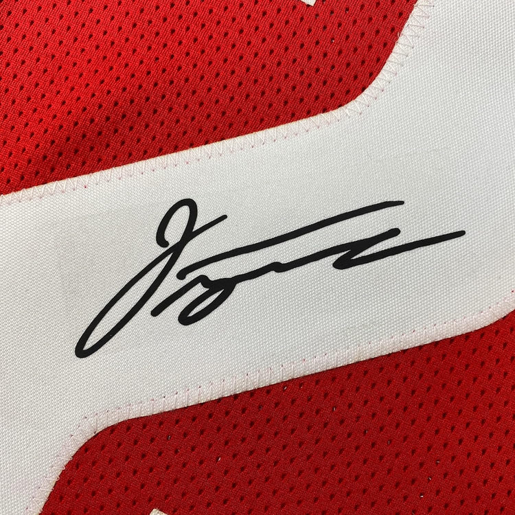 Framed Facsimile Autographed Jonathan Taylor 35x39 Wisconsin Red Reprint Laser Auto College Football Jersey