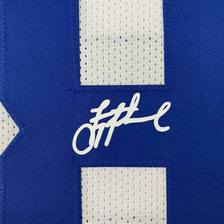Framed Facsimile Autographed Troy Aikman 35x39 Dallas White Reprint Laser Auto Football Jersey Size Men's XL