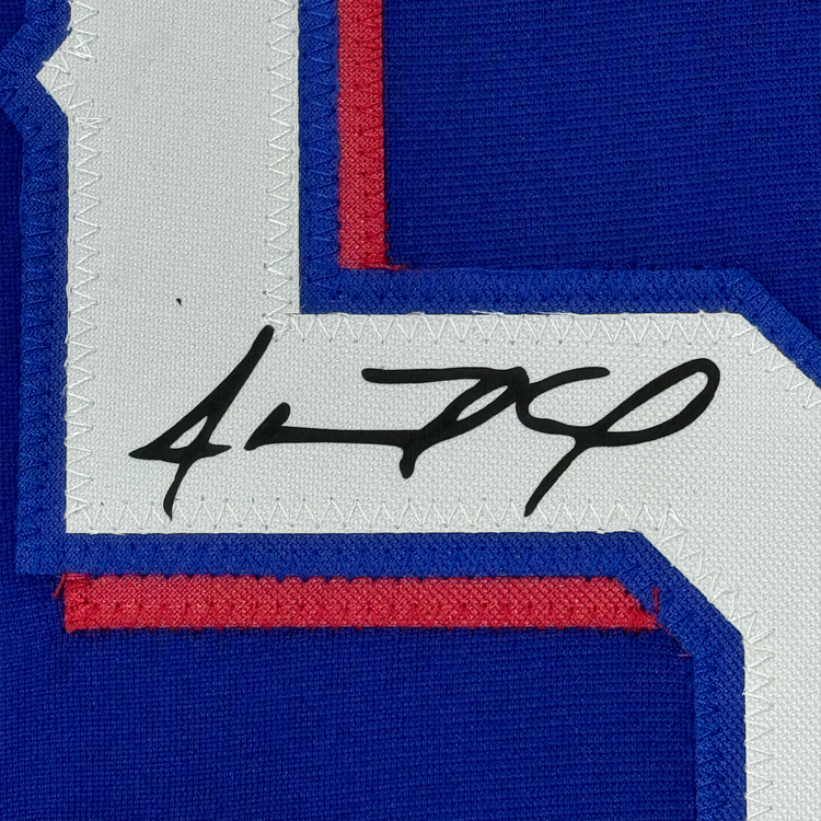 Framed Facsimile Autographed Adolis Garcia 35x39 Texas Blue Reprint Laser Auto Baseball Jersey