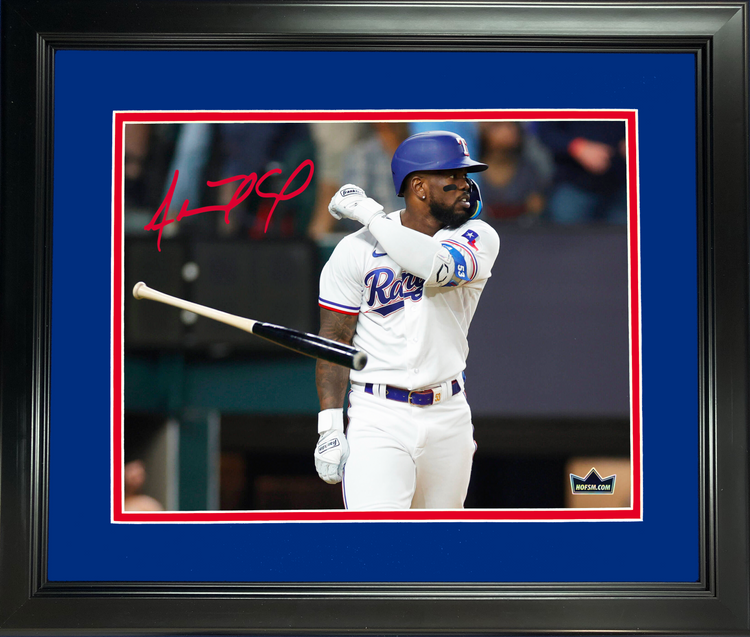 Framed Adolis Garcia Bat Flip Facsimile Laser Engraved Signature Auto 11"x14"Baseball Photo HOFSM Holo
