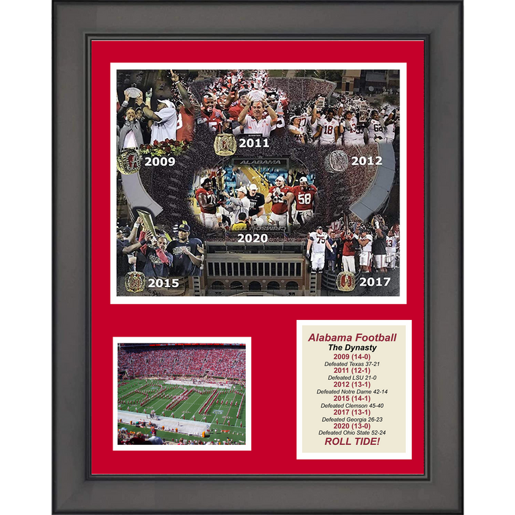 Framed Alabama Crimson Tide Dynasty National Champions 11"x14"College Football Three Photo Collage