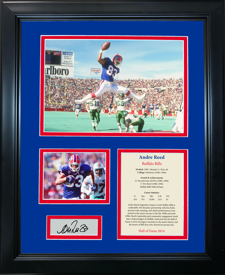 Framed Andre Reed Hall of Fame Facsimile Laser Engraved Signature Auto Buffalo Bills 11"x14"Football Photo Sig Collage