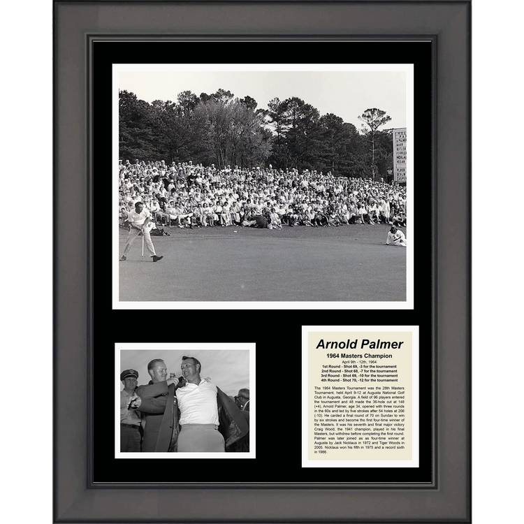 Framed Arnold Palmer 1964 Masters Champion PGA Golf 11"x14"Three Photo Collage