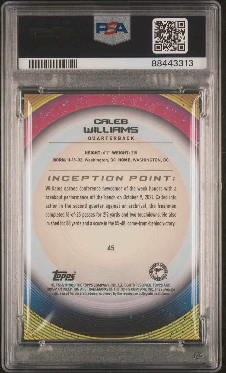 Graded 2022 Topps Bowman U Inception Caleb Williams #45 Rookie RC Football Card PSA 10 Gem Mint