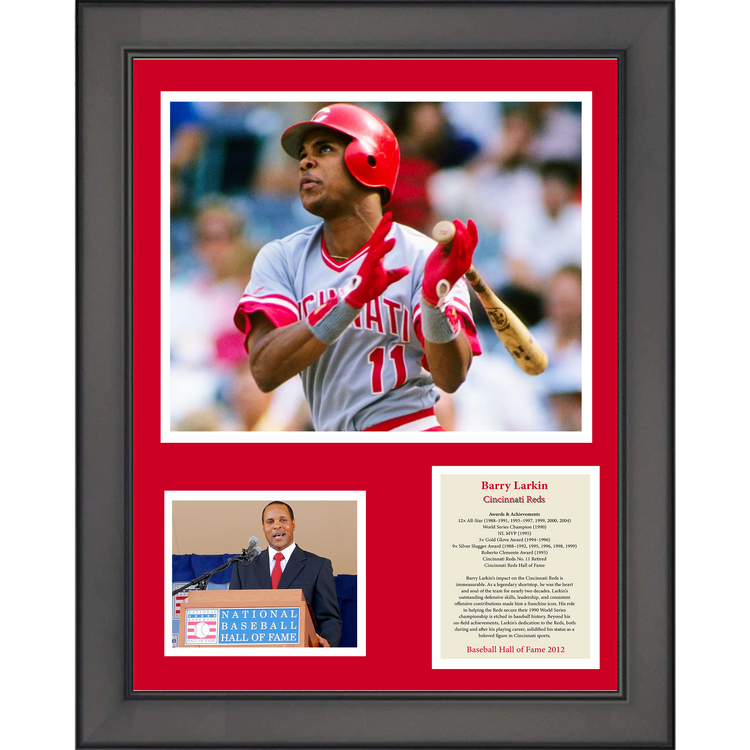 Framed Barry Larkin Hall of Fame 11"x14" Baseball Three Photo Collage