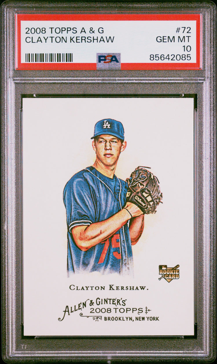 Graded 2008 Topps Allen & Ginter Clayton Kershaw #72 Rookie RC Baseball Card PSA 10 Gem Mint