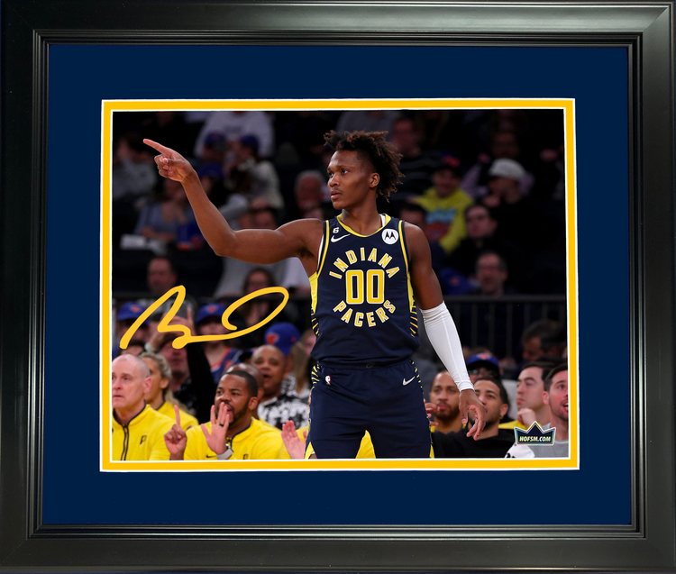 Framed Bennedict Mathurin Indiana Pacers Facsimile Laser Engraved Signature Auto 11"x14" Basketball Photo HOFSM Holo