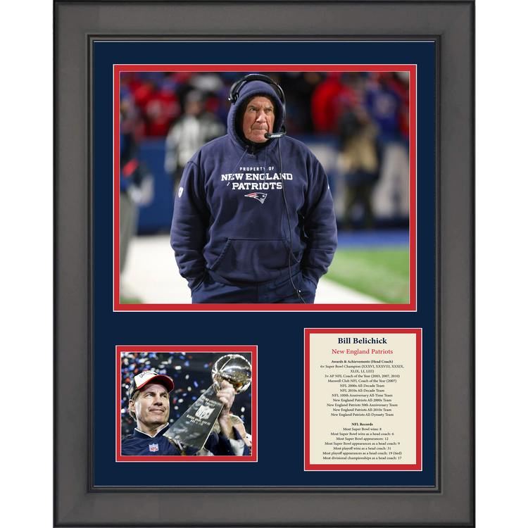 Framed Bill Belichick New England Patriots Football 11"x14" Three Photo Collage