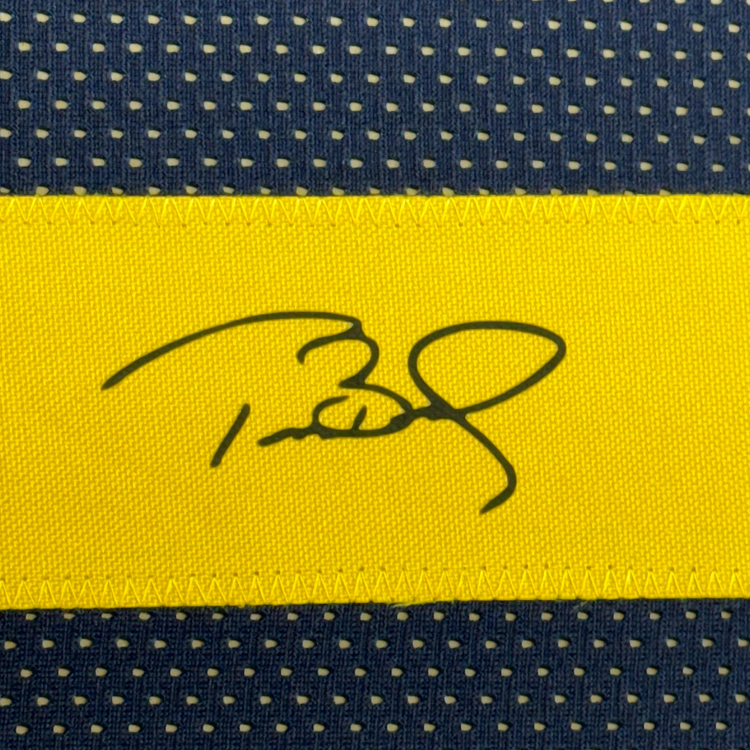 Framed Facsimile Autographed Tom Brady 35x39 Michigan Blue Reprint Laser Auto College Football Jersey