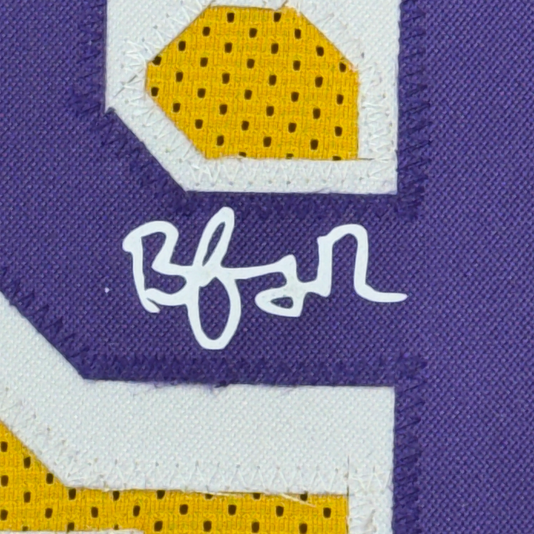Framed Facsimile Autographed Bronny James Jr. 35x39 Los Angeles LA Yellow Reprint Laser Auto Basketball Jersey