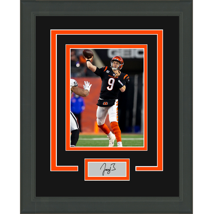 Framed Joe Burrow Facsimile Laser Engraved Signature Auto Cincinnati Bengals 11x14 Football Photo