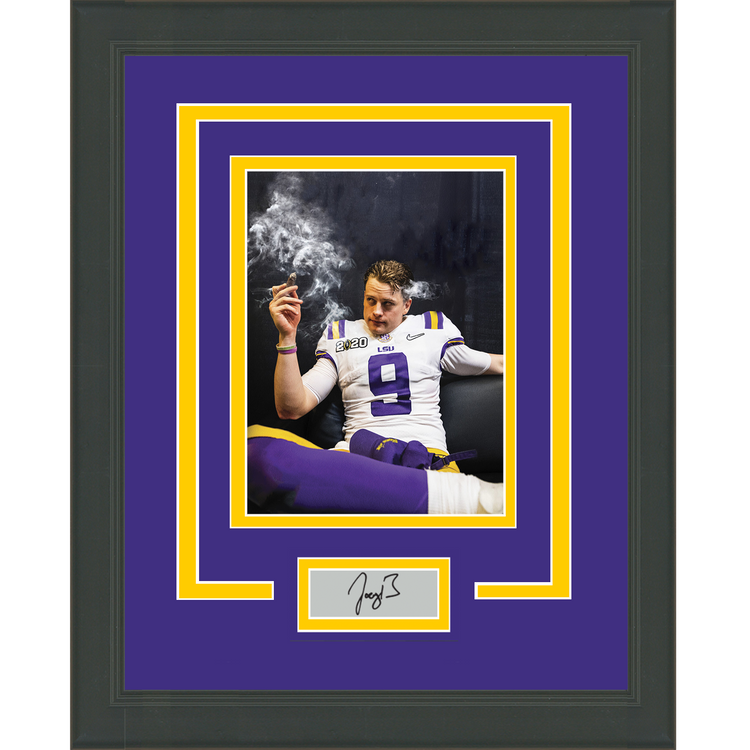 Framed Joe Burrow Cigar Facsimile Laser Engraved Signature Auto LSU Tigers 11x14 College Football Photo