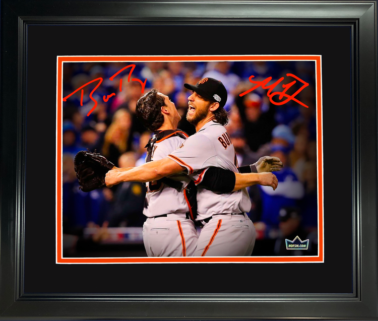 Framed Buster Posey & Madison Bumgarner San Francisco Giants Dual Facsimile Laser Engraved Signature Auto 11"x14" Baseball Photo HOFSM Holo